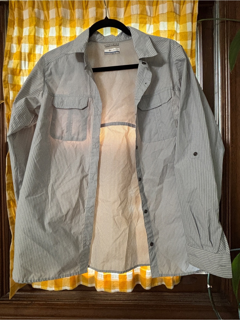 Columbia Women's Light Gray Pinstripe Button-Down Shirt